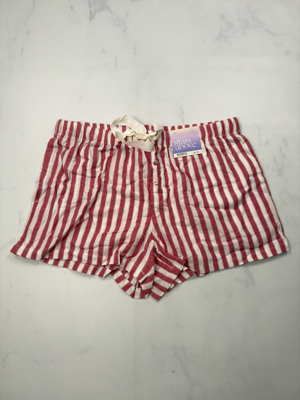 Stars Above Shorts Red Striped Cotton - Women M NWT